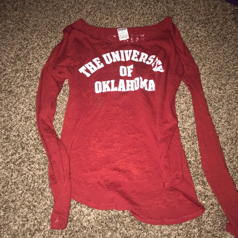 PINK OU long sleeve burnout top